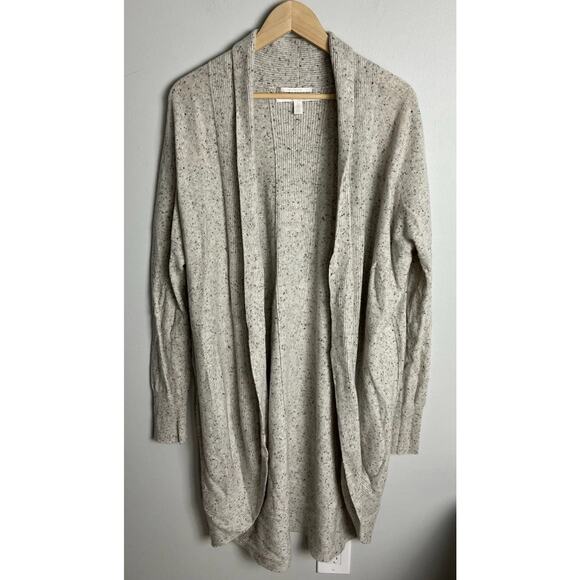 Nordstrom Signature 100% Cashmere Open Front Cardigan Sweater Beige Size Large - Picture 1 of 4